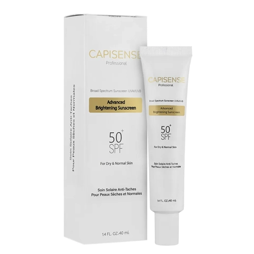 کرم ضد آفتاب و روشن کننده پوست خشک کپیسنس SPF 50 در بسته‌بندی تیوپی ۴۰ میلی‌لیتری