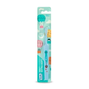 مسواک TePe Mini Extra Soft کودک ۰ تا ۳ سال با الیاف فوق نرم و طراحی ارگونومیک رنگ آبی