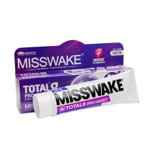 خمیردندان میسویک Total 8 Pro-Night با بسته‌بندی بنفش و سفید، محصول مراقبت کامل از دندان و لثه، مناسب استفاده روزانه.