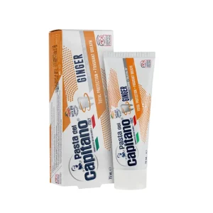 خمیردندان پاستا دل کاپیتانو مدل Ginger با حجم 75 میلی‌لیتر، دارای عصاره زنجبیل ارگانیک و فناوری Sulfetal Zn®