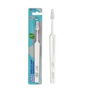 مسواک TePe Gentle Care Super Soft سفید رنگ با الیاف بسیار نرم و طراحی ارگونومیک ساخت سوئد