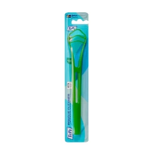 زبان پاک کن TePe Tongue Cleaner سبز رنگ، ساخت سوئد، بسته‌بندی آویزی، ابزار دستی برای پاکسازی سطح زبان و کمک به کاهش بوی بد دهان