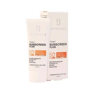 فلوئید ضد آفتاب بیزانس SPF50 مخصوص پوست چرب و مختلط رنگ برنز ۴۰