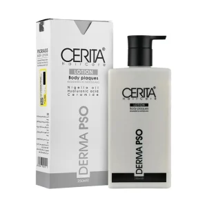 لوسیون بدن پسوریازیس سریتا Derma PSO حاوی روغن سیاهدانه، هیالورونیک اسید و سرامید