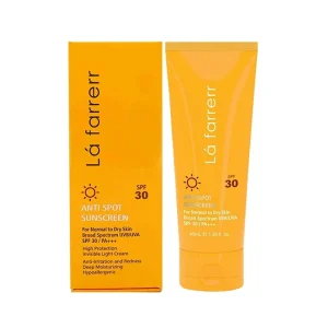 کرم ضد آفتاب و ضد لک بی‌رنگ لافارر SPF30 مناسب پوست خشک و معمولی حجم 40 میلی‌لیتر